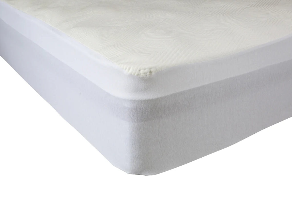 White mattress protector on a white background