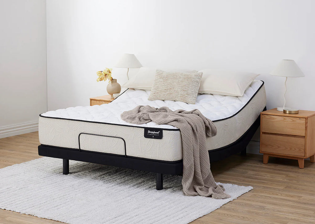 Sleepyhead Flexirest mattress with adjustable base in a room setting