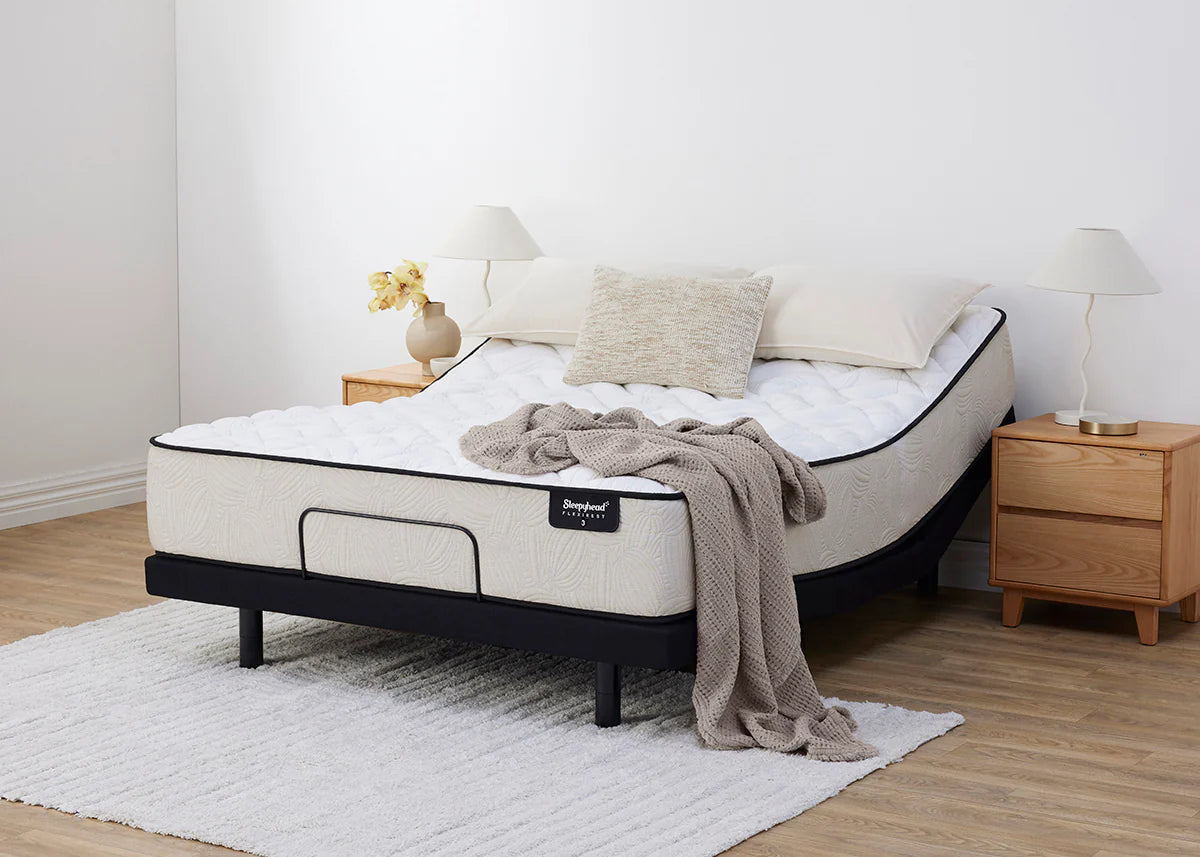 Sleepyhead Flexirest mattress with adjustable base in a room setting