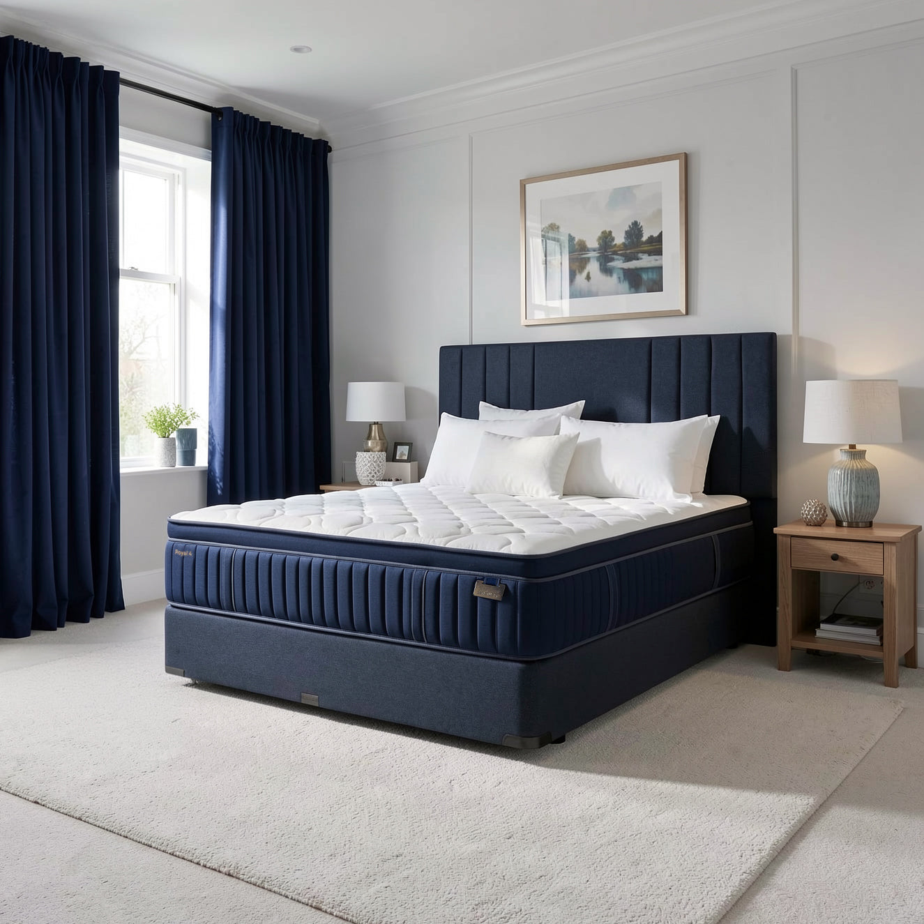 Sleepyhead Sanctuary After Dark bed with white pillows in a bedroom setting