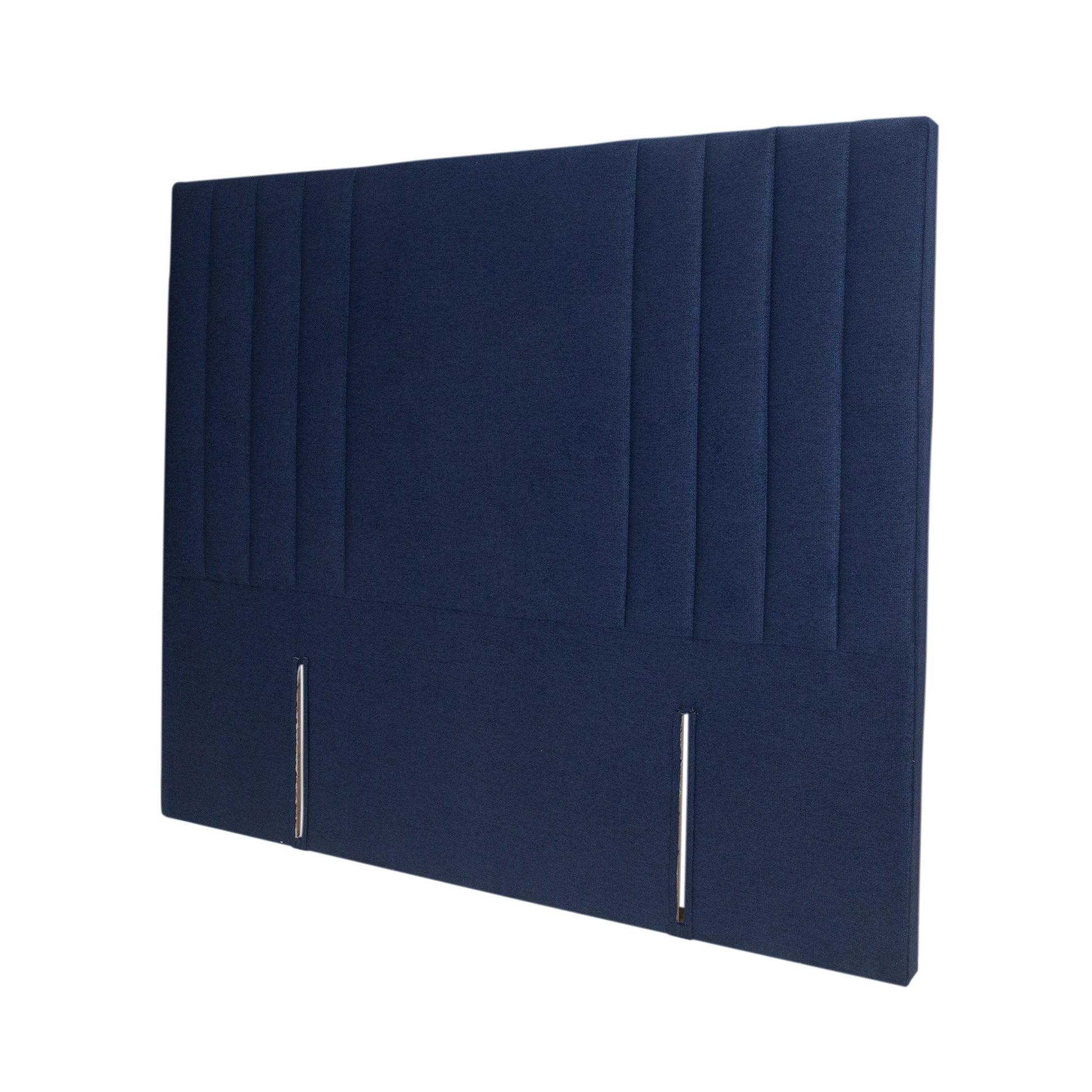 Navy blue upholstered Sleepyhead headboard on a white background