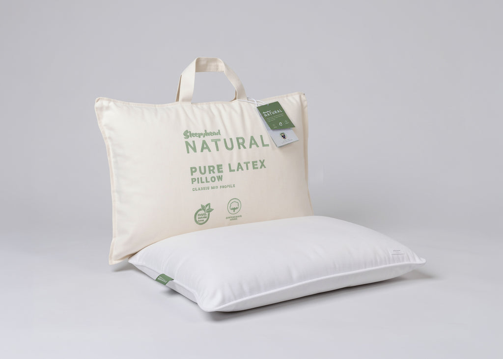 Sleepyhead Natural latex pillow and packaging