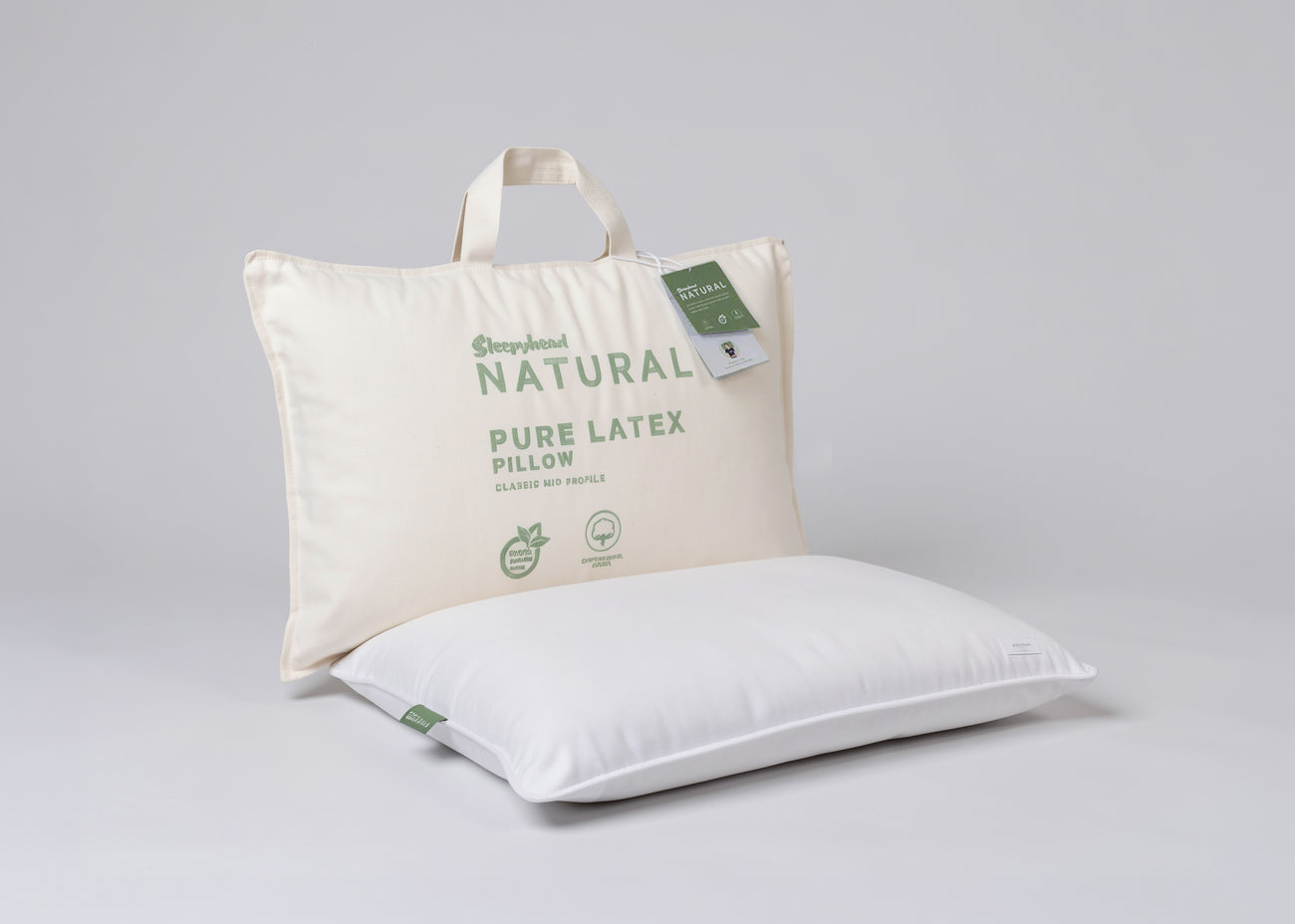 Sleepyhead Natural latex pillow and packaging