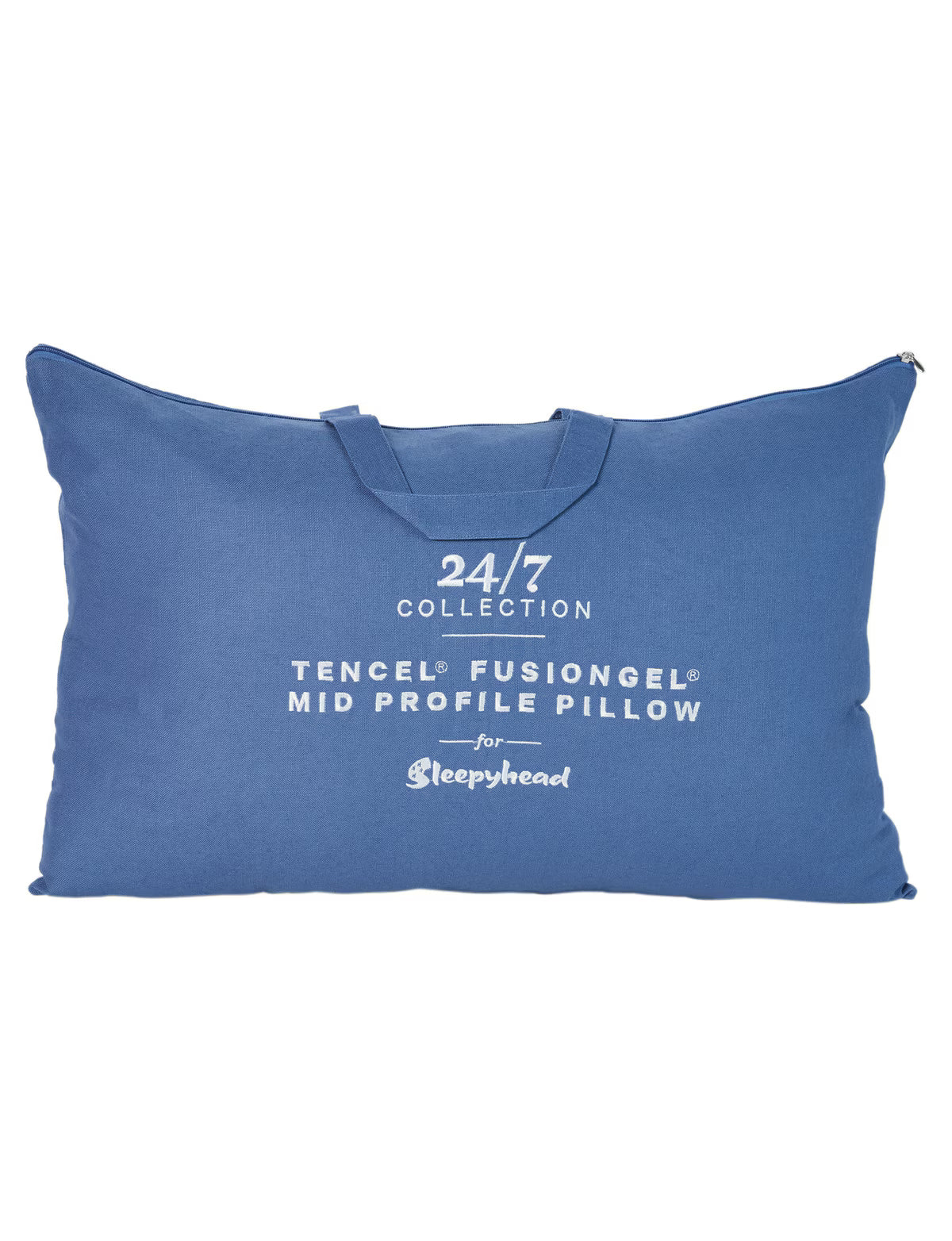 Blue Sleepyhead 24/7 Tencel FusionGel pillow with text on a white background